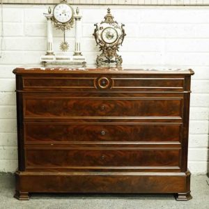 French Style Rouge Marble Top Commode