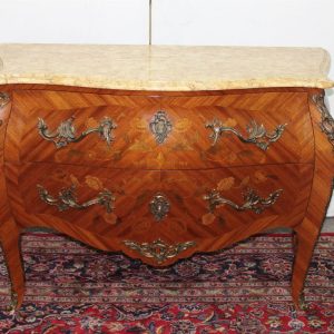 Marble Top Bombe Front Commode Chest